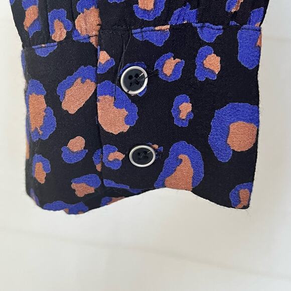 Anthropologie Women's Wide Leg Jumpsuit Size 12 Loveland Sapphire Button Front - Picture 10 of 14